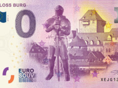 Gehen weg wie geschnitten Brot: Die 0-Euro-Scheine als Souvenir mit dem Motiv von Schloss Burg. (Foto: © Schloss Burg)