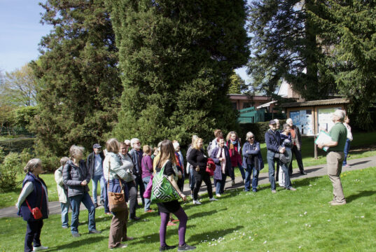 Dr. Hartmut Richter gab bei einer dendrologischen Führung viele Informationen zum Tag des Baumes. (Foto: © Sarah Schmitz)