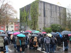 Die Nationalsozialisten zerstörten die Solinger Synagoge an der Malteser Straße und errichteten an gleicher Stelle einen Hochbunker. Dort findet jede Jahr am 9. November eine Gedenkveranstaltung an die Pogromnacht statt. (Foto: © Bastian Glumm)