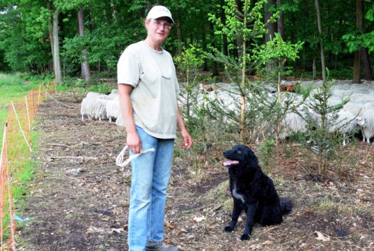 Nadine Peifer, Hüteschäferin, hat ihren Traumberuf gefunden. Sie kann sich nichts Schöneres vorstellen, als mit ihren Tieren in der freien Natur zu sein. Begleitet wird sie dabei von ihren beiden Hütehunden Motte und Brave. (Foto: © Martina Hörle)