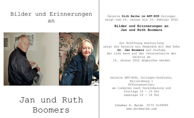 Vom 14. Januar bis 14. Februar zeigt Dirk Balke in der Galerie ART-ECK als Premiere das Künstler-Ehepaar Jan und Ruth Boomers in einer gemeinsamen Ausstellung. (Foto: © Dirk Balke)