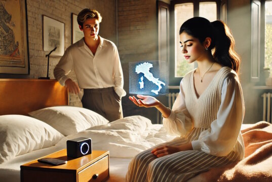 Lucia und Leo schmieden Pläne, ihr Weg wird sie nach Mailand führen. "Engelsklinge" wurde von der ukrainischen Autorin Svitlana Glumm verfasst. (Bild: Open AI)