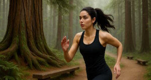 Lucia bei einer ausgiebigen Trainingseinheit im Wald. "Engelsklinge" wurde von der ukrainischen Autorin Svitlana Glumm verfasst. (Bild: Open AI)