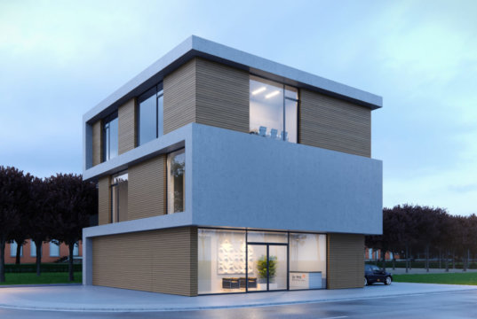 Die Firma Jumo Projektbau GmbH, die aktuell 45 Mitarbeiter beschäftigt, lässt im Südpark ein neues Gebäude mit knapp 700 Quadratmetern Bürofläche auf einer Grundstücksfläche von rund 950 Quadratmetern errichten. (Bild: © „PlanBar Architektur“ aus Köln)