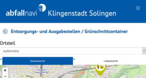 Das neue "abfallnavi" der Technischen Betriebe Solingen soll den Nutzern einen Überblick in Sachen Müllentsorgung verschaffen. (Screenshot: Stadt Solingen)