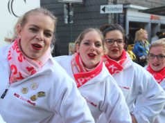 Für gute Laune sorgten im Walder Rundling die Tänzerinnen und Tänzer des Tanzcorps der KG Rot-Weiß Klingenstädter, die ihr ganzes Können zeigten. (Foto: © Bastian Glumm)