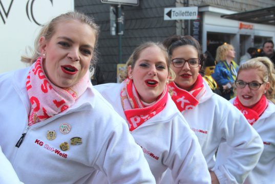 Für gute Laune sorgten im Walder Rundling die Tänzerinnen und Tänzer des Tanzcorps der KG Rot-Weiß Klingenstädter, die ihr ganzes Können zeigten. (Foto: © Bastian Glumm)
