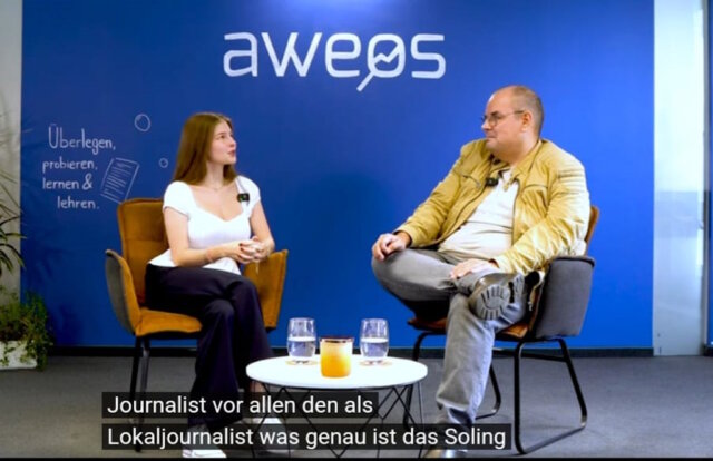 Die Digitalagentur AWEOS hat in der neuesten Folge ihres Formats „Deep Dive“ Bastian Glumm vom SolingenMagazin im Interview. (Screenshot: AWEOS)