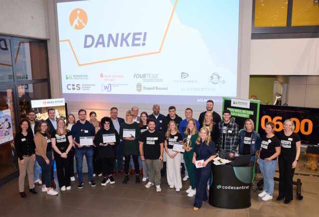 Das Startup „Choosy“ setzte sich beim 15. Berg-Pitch von Solingen.Business durch und konnte sowohl die Jury als auch das Publikum überzeugen. (Foto: © Solingen.Business | Daniel Rüsseler)