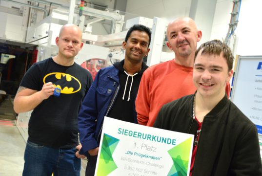 Mit 5.953.502 Schritten kämpfte sich das Team „Die Prügelknaben“ an die Spitze der Rangliste der Schrittchallenge des Solinger Unternehemens BIA. (Foto: © BIA Kunststoff und Galvanotechnik)