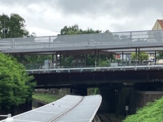 An der Brücke Bismarckstraße am Bahnhof Mitte finden von Sonntag, 22. Juni, bis voraussichtlich Donnerstag, 26. Juni, Brückenbauarbeiten statt. (Foto: © Stadt Solingen)