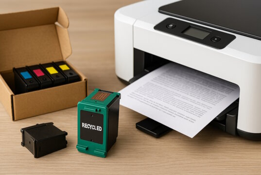 Original, kompatibel oder recycelt? So finden Sie die passenden Druckerpatronen online – nachhaltig, preisbewusst und ohne Qualitätseinbußen. (Bild: Open AI)