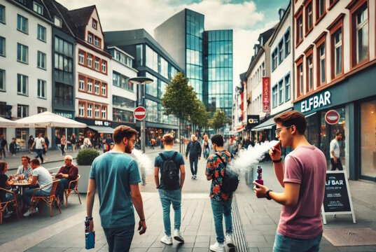 Man sieht zunehmend junge Menschen mit sogenannten Elfbars umherlaufen. Doch was können diese Geräte eigentlich genau, wie funktionieren sie und was sind ihre Vorteile? (Bild: Open AI)