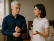 Engelsklinge – Buch 2: In Nebel gehüllt (Kapitel 15.3) Wionot und Emma im Gespräch. "Engelsklinge" wurde von der ukrainischen Autorin Svitlana Glumm verfasst. (Bild: Open AI)