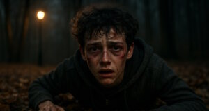 Ian wurde damals von unbekannten Männern zusammengeschlagen. "Engelsklinge" wurde von der ukrainischen Autorin Svitlana Glumm verfasst. (Bild: Open AI)