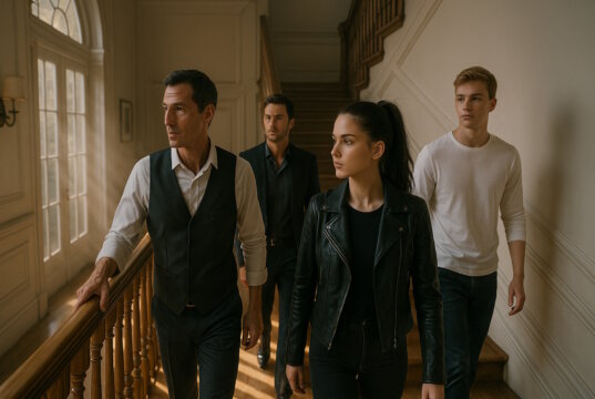 Lucia, Leo, Elijah treffen sich mit Ageor. "Engelsklinge" wurde von der ukrainischen Autorin Svitlana Glumm verfasst. (Bild: Open AI)