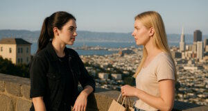 Engelsklinge – Buch 2: In Nebel gehüllt (Kapitel 16.4) Lucia und Alisia im Gespräch. "Engelsklinge" wurde von der ukrainischen Autorin Svitlana Glumm verfasst. (Bild: Open AI)