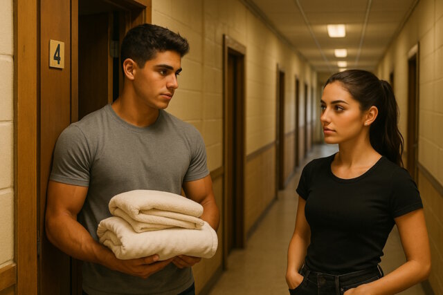 engelsklinge-buch-2-kapitel-17.1 Lucia und Kitch auf dem Schulflur im Gespräch.