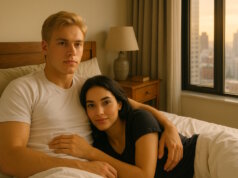 Lucia und Leo genießen den letzten Morgen in Ruhe und Frieden. "Engelsklinge" wurde von der ukrainischen Autorin Svitlana Glumm verfasst. (Bild: Open AI)