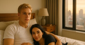 Lucia und Leo genießen den letzten Morgen in Ruhe und Frieden. "Engelsklinge" wurde von der ukrainischen Autorin Svitlana Glumm verfasst. (Bild: Open AI)