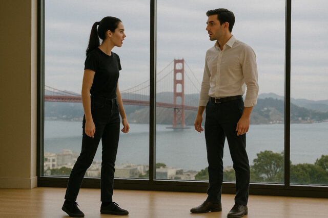 Adrian ist von Lucias Frage sehr schockiert. 