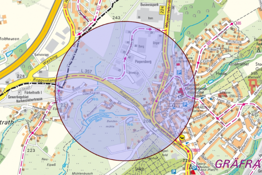 Der Evakuierungsradius beträgt etwa 600 Meter. (Karte: © Stadt Solingen)