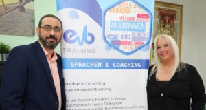 Arbeiten zusammen: Alexa Rama von der EVB Training GmbH und Rosario Lo Vacco von Colibri Bildung. (Foto: © Bastian Glumm)