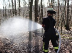 Am Samstagnachmittag rückte die Feuerwehr Solingen zu einem gemeldeten Waldbrand an die Dültgenstaler Straße aus. Laub und Geäst standen in Flammen. (Foto: © Das SolingenMagazin)