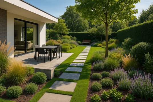 Gartenplanung ist mehr als Grün: Wie räumliches Denken Außenflächen lebendig macht. (Bild: Open AI)