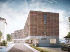 So soll der fünfgeschossige Hotelneubau aussehen. Die Eröffnung des neuen Hotels am Hauptbahnhof ist für das zweite Quartal 2021 vorgesehen. (Bild: © Hotel Solingen GmbH)