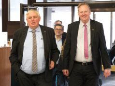 Die Klinikum-Geschäftsführung um Prof. Dr. Martin Eversmeyer (re.) begrüßte am Montag NRW-Gesundheitsminister Karl-Josef Laumann (CDU). (Foto: © Bastian Glumm)