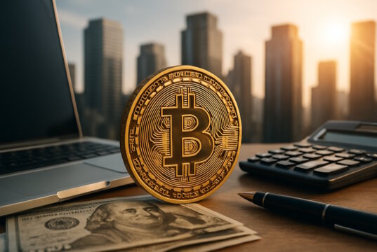 Die digitale Revolution verändert die Finanzwelt grundlegend, wobei Kryptowährungen wie Bitcoin eine zentrale Rolle spielen. (Bild: Open AI)