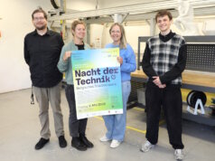 Freuen sich auf viele Basucher bei der Nacht der Technik: v.li. Christoph Anderssohn, Leonie Schubert, Lisa Drager und Erik Neuberger von Solingen.Business. (Foto: © Bastian Glumm)