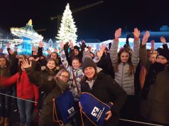 Gruppenbild mit (fast) allen Teilnehmern der Volksbank-Fahrt: die Vorweihnachts-Tour ins Phantasialand begeisterte alle. (Foto: © Volksbank)