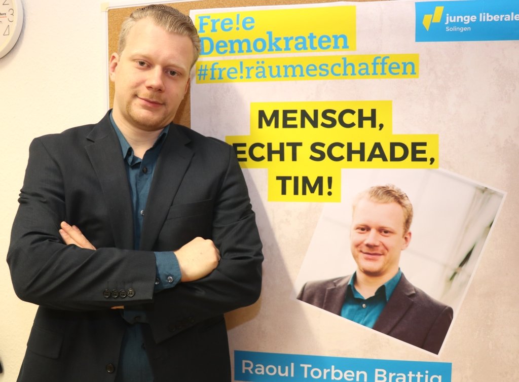 Raoul Brattig möchte Solinger Oberbürgermeister werden, der 27-jährige Solinger tritt nächtes Jahr bei den Wahlen für die FDP an. (Foto: © Bastian Glumm)