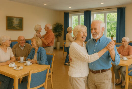 Die "Helfenden Schirme" laden am 6. September zum ersten Senioren-Abend ein – mit Musik, Kuchen und Gemeinschaft. Einmal im Monat! (Bild: Open AI)