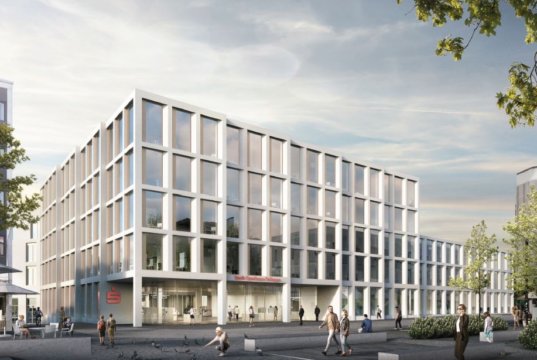 Am neuen Standort am Neumarkt soll ein "architektonisch hochwertiges, funktional qualitätsvolles und vor allem wirtschaftliches und nachhaltiges Konzept umgesetzt werden, das sich harmonisch in die städtebauliche Situation und Planung am Neumarkt einfüge", so die Stadt-Sparkasse Solingen. (Bild: © Stadt-Sparkasse Solingen)