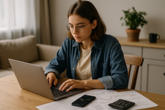 Entdecken Sie flexible investitionsbezogene Jobs, die deutsche Studenten aus der Ferne erledigen können, um echte Finanzerfahrung zu sammeln und gleichzeitig ihr Studium zu bewältigen. (Bild: Open AI)